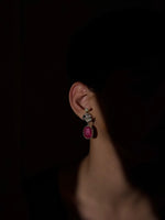 Load image into Gallery viewer, Celeste- Ruby Flora Statement Earrings